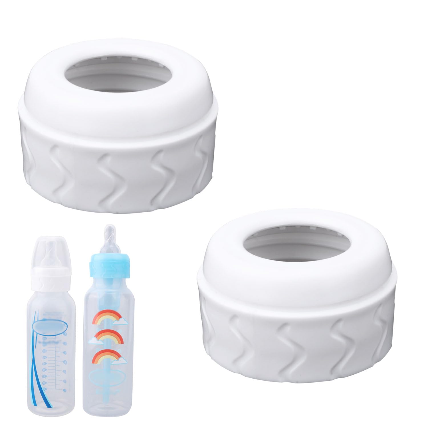 Photo 1 of 2pcs Replacement Bottle Nipple Ring Collars, Compatible with Dr. Brown's Narrow Plastic & Glass Bottles 4oz & 8oz No Leak or Spills Bottle Nipple Collars Rings Feeding Baby Accessories