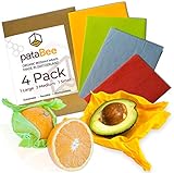 pataBee Organic Beeswax Wraps - Healthy Natural Food Storage Wrap - Made in Switzerland - Certified Non Toxic - Reusable Set of Different Sizes and Colors - Sustainable - Biodegradable - Zero Waste