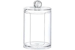 AkoSlale Cotton Pad Holder with Lid – Clear 10oz Cotton Round Organizer for Bathroom Countertop & Vanity, Compact Makeup Pad Dispenser for Cotton Rounds, Wipes & Small Beauty Essentials