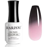RARJSM Color Changing Gel Nail Polish Nude Light Pink to Black Thermal Mood Temperature Change Ombre Gradient Gelpolish Soak off Long Lasting for Nail Art Manicure DIY Salon at Home 15ML