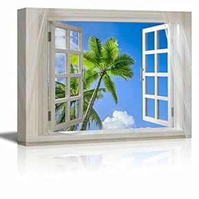 Glimpse into Blue Sky with Palm Trees Out...