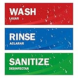 Wash Rinse Sanitize Sink Labels, Ideal for 3 Compartment Sink,2.75