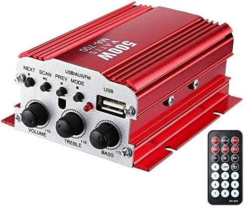 Wenquan,MA-700 Infrared Controlled FM MP3 USB Playback Mini Digital Audio Amplifier(color:RED)