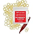 1/4 Inch Orthodontic Elastic Rubber Bands - 100 Pack, Natural, Light Force 2.5 oz - Dental Rubber Bands, Teeth Rubber Bands Gap Fixer, Dreadlock Rubber Bands, 1 Elastic Placer for Braces Included