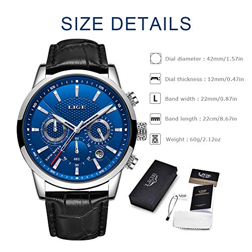 LIGE-Relojes-Hombre-Moda-Deportes-Analogicos-Cuarzo-Relojes-Azul-Relojes-Hombre-Impermeable-Militar-Cronografo-Relojes