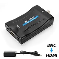 MakeTheOne BNC Female to HDMI Video Converter Adapter Box for Security Camera CCTV Monitor with 720P / 1080P HD Output Switch