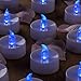 Mars Blue Flameless Candles Flickering Tea Lights - LED Candle Tealight Free Fake Rose Petals - 1.4X1.4 Height 72+ Hours - Gift Set for Him, Her, Brides, Thanksgiving, Christmas.