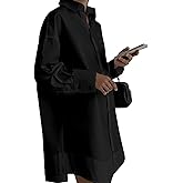 Women's Button Down Dress-Long Sleeve Shirt Dress Business Casual Office Outfits Slim Fit V Neck Midi Tunic Dress (No Pocket)