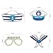 PAPER JAZZ 21 pcs Ahoy boy Nautical Party Photo Booth Props Mustaches Signs Sailor Hats Baby Boy Birthday Cruise Ship Party Supplies (AHOY BOY)