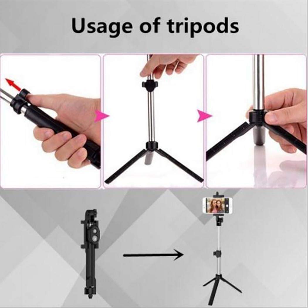 Kirken Wireless Bluetooth Selfie Stick Handheld Foldable Mini Tripod Clip Holder Tripod