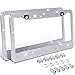 Ohuhu Diamond License Plate Frame, 2 Pack Bling Rhinestone Car License Plate Frames Holders with 7 Shiny Crystal Rows, Metal Chrome Auto License Plate Cover with Mounting Screws