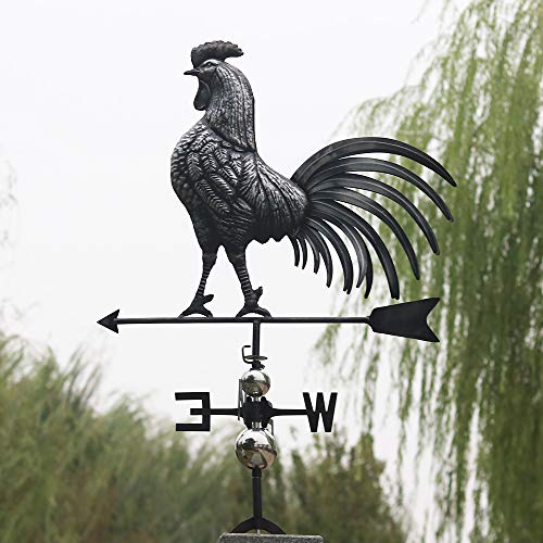 IORMAN Handmade 3D Weathervanes, Stainless Steel Matt Aged, Home Garden Roof Weather Vane Ornaments (Big Tail Rooster) - Thumbnail 4