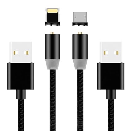LAMA 3A Magnetisches Blitz Ladekabel und Magnet Micro USB Datenkabel [2 Stück 1M] für iPhone XR XS XS Max X 8 7 Samsung S7 S6
