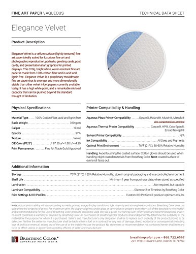 Elegance Velvet - Matte, 19 mil, 310 gsm, Bright White, Fine Art Inkjet Paper (sheets-8.5-x-11-inch-25sh)