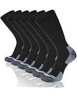 Comfoex 6 Pack Crew Socks Men Comfortable Work Sport Socks With Reinforced Cushion For All Season(Black)