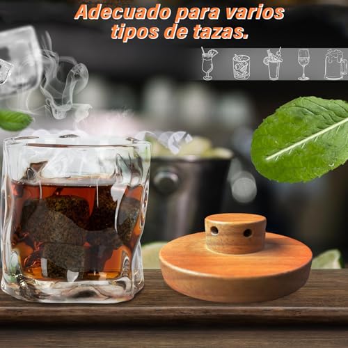 EWIEIAA Kit de 18 Piezas ahumador de Whisky，8 sabores Diferentes de Bloques de Madera ，Se Aplica a Bar y coctelería，Regalo único para Hombres/Padre/Marido/Amigos(Sin butano)