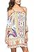 Anatoky Womens Cold Shoulder Spaghetti Strap Tribal Printed Summer Shift Dress