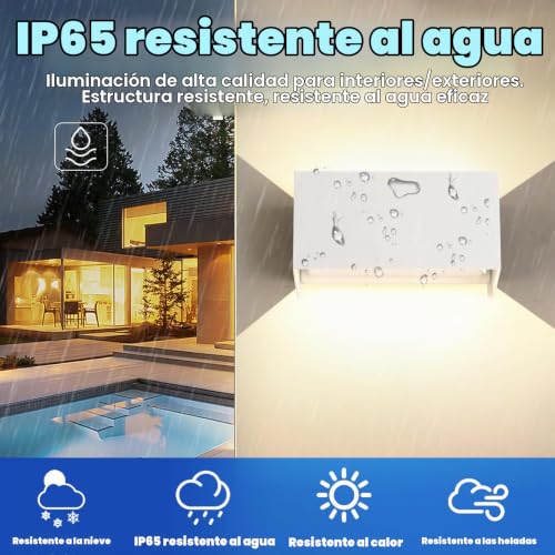 FUPE 25W Indoor/Outdoor Wall Light 3000K Warm White Modern, Adjustable Beam Angle, LED IP65 Waterproof