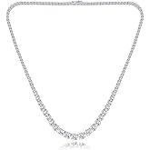 MDFUN Tennis Necklace 18K White Gold Plated | Graduated 3.0-6.0mm Round Cut Cubic Zirconia Faux Diamond Tenni Necklace for Women and Men 14-26 inches