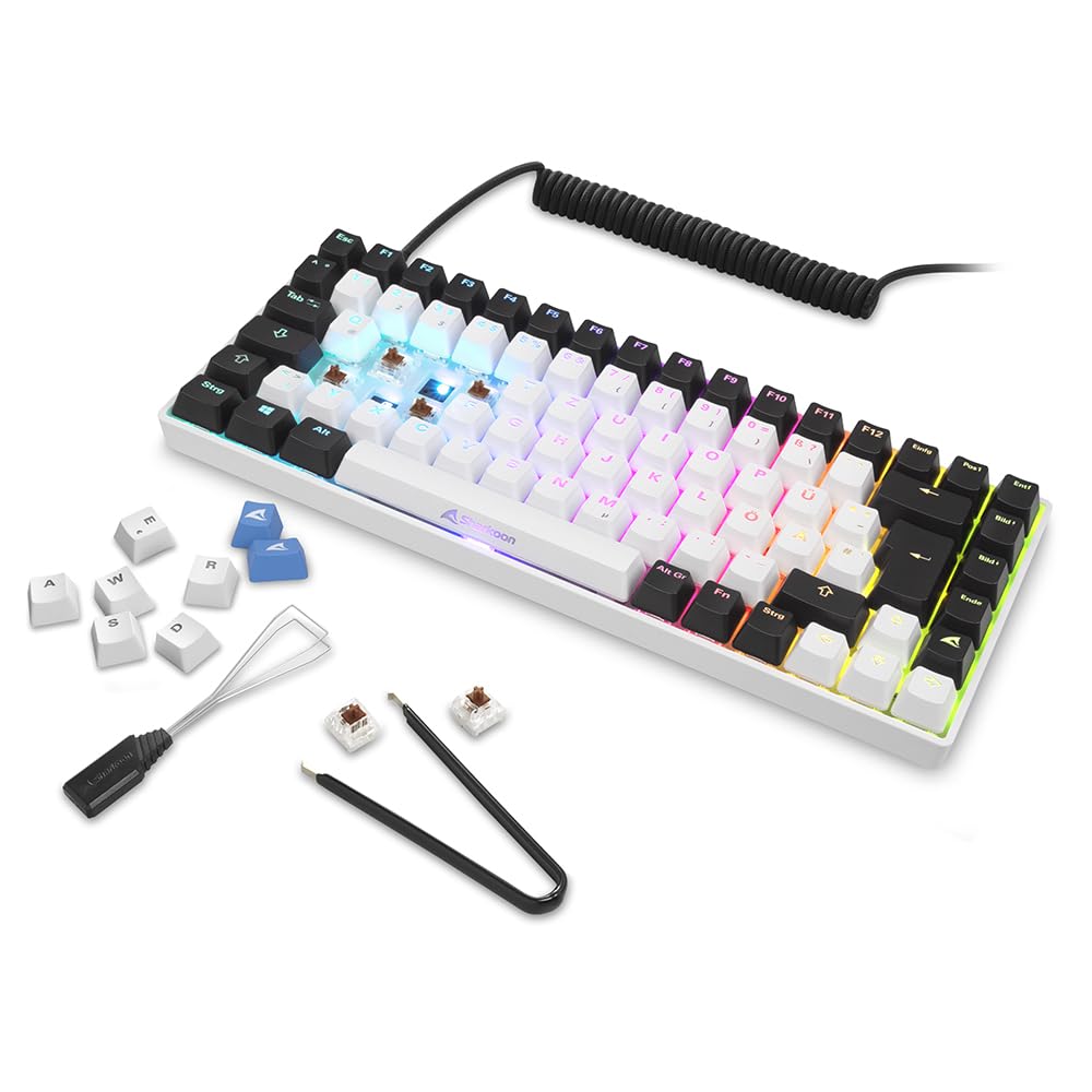 Sharkoon Skiller SGK50 S3 Weiß, RGB Gaming Keyboard, Gateron Brown, 75% Layout 8