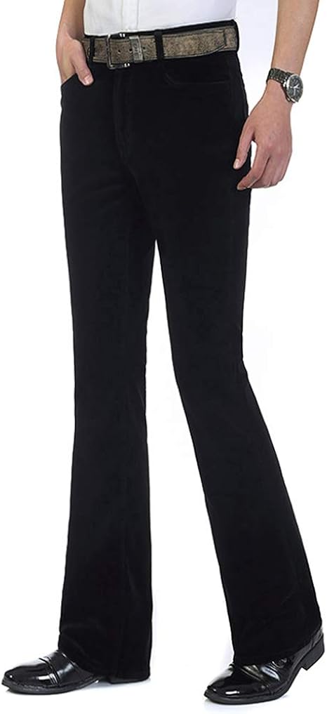 HAORUN Men Corduroy Bell Bottom Flares Pants Slim Fit 60s 70s Vintage Bootcut Trousers at Amazon 