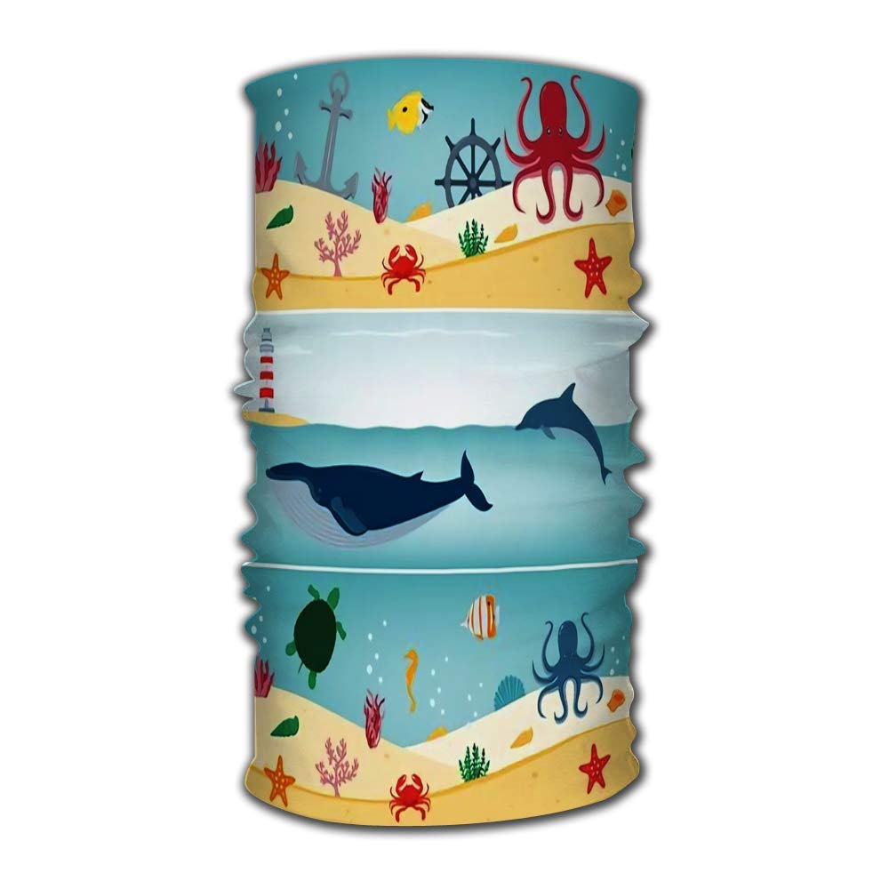 Headband Sea Icons And Symbols Set Animals Nautical Design Elements Concept Website Template Quick Dry Microfiber Headwear Outdoor Magic Bandana As Neck Gaiter Head Wrap Headband Scarf Face Mask