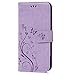 LG G5 Case Wallet - Mavis's Diary Embossed Butterfly Floral PU Leather Flip Folio Case Soft TPU Rubber Inner Cover with Hand Strap Card Holders Magnetic Clasp & Cute Bling Dust Plug & Stylus - Violet