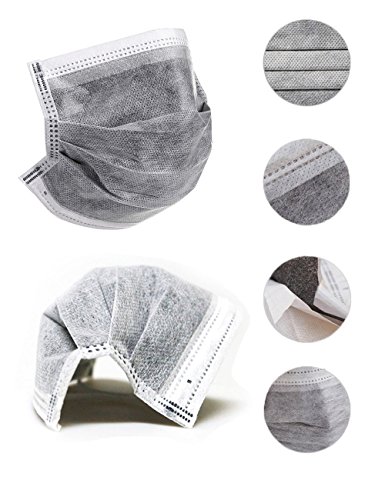 CTKcom 100 Pieces Four Layer Healthy Disposable Charcoal Activated Carbon Home And Surgical Face Masks, Filter Antivirus Bacteria Latex Free Soft & Light,2 Pack - Thumbnail 3