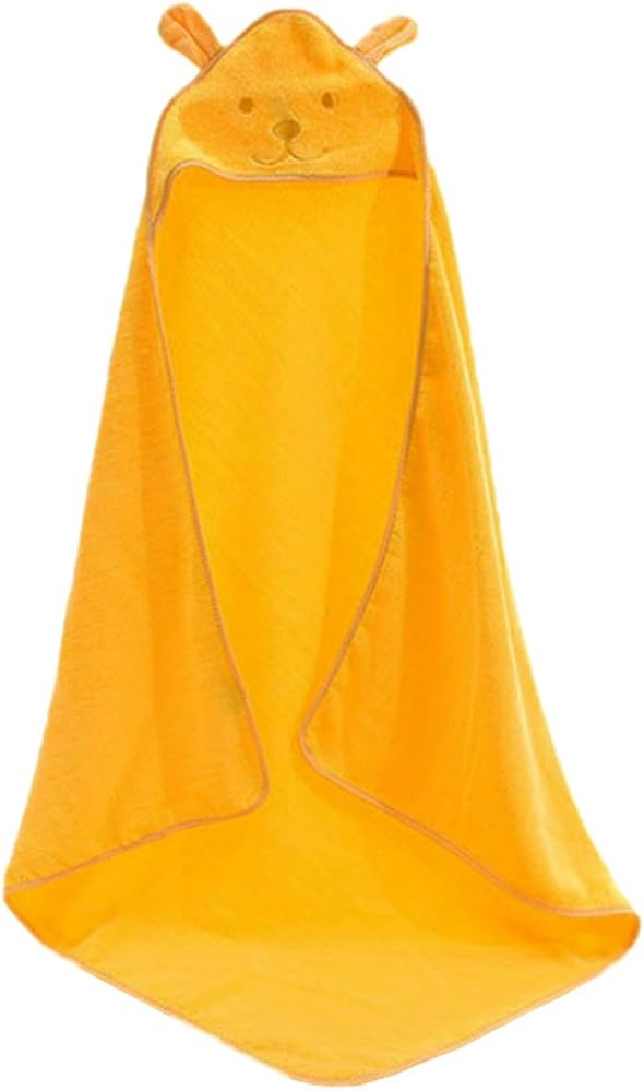 Baby Cotton Hooded Bath Towel Wrap Robe Cloak Cute Newborns Bathe Swim Bathrobe Soft 0-7 Years Child Beach Towels 39" x 39",Yellow