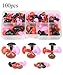 TOVOT 100 PCS 8mm-19.5mm 4 Colors Plastic Safety Nose D-Type Nose for Teddy Bear Doll DIY Making (Black & Brown & Red & Pink)