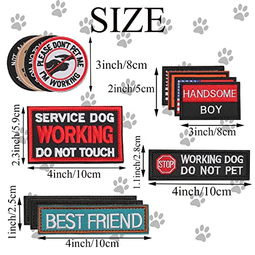 TACVEL 13 Pieces Dog Vest Patches, Service Dog Patches, Ask to Pet Do Not Pet Patch, Vest Removable Tactical Patches Hook and Loop Harness American Flag Dog Patches Set for Dog Harness Vest Collar