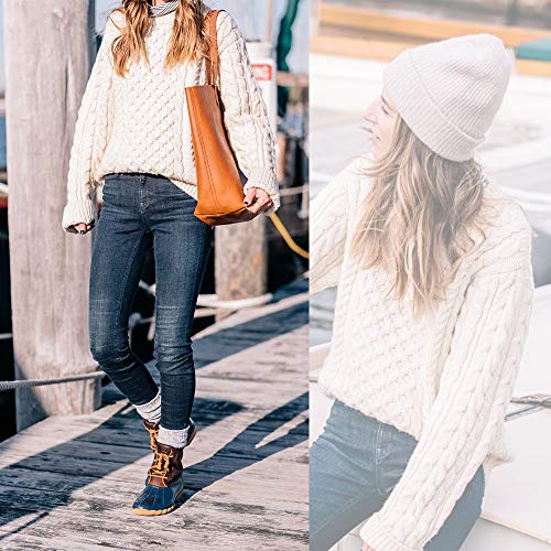 Chenghe-Womens-Winter-Duck-Boots-Waterproof-Lace-Up-Two-Tone-Rain-Duck-Boots