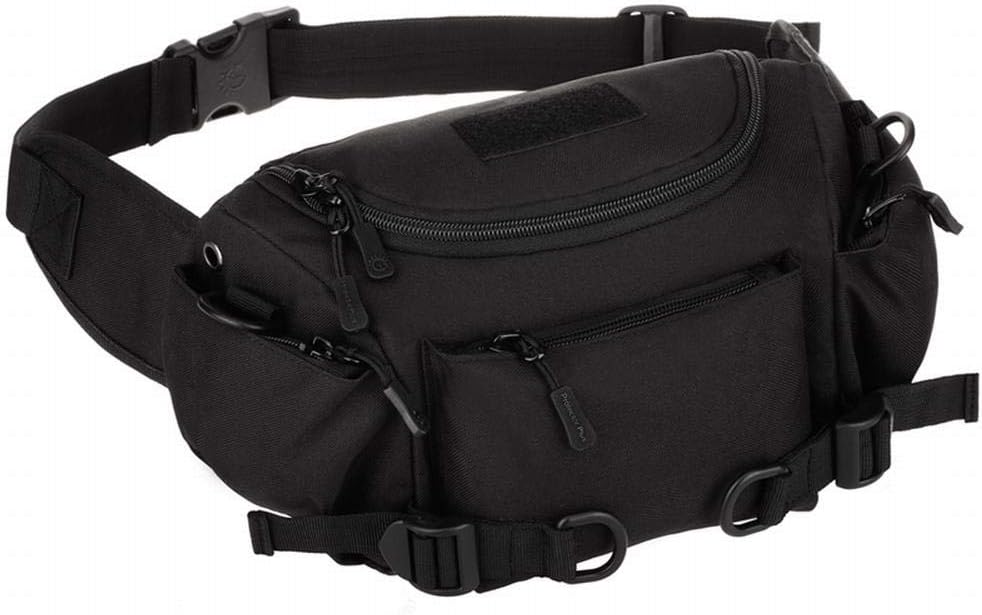 HYOUSANN 2-Way Multi-Function Waist Pack Outdoor Military Shoulder Bag with Earphone Hole Black