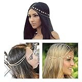 Zealmer 3 Pieces Head Chain Gold Crystal Headbands Disc Sequins Hair Band Headpiece Jewelry for Girls