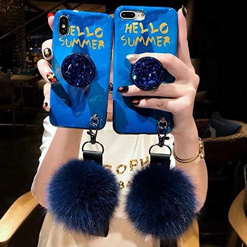 iPhone X/XS/XS Max case New iPhone XR POM POM Cover Fashion Silicone iPhone 6/7/8/plus Shatter-Resistant Cover (Blue, iPhone Xs MAX)