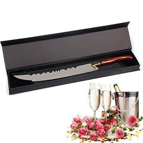 Goetland Luxurious 16-1/2 inches Champagne Saber Opener Sabrage 420 Stainless Steel with Gift Box, Red Wood Handle