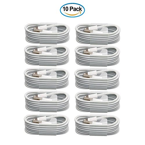 10 Pack – 3’ft iPhone lightning charging cable of 8 Pin to Data syncing Charging Cord High Speed Charging Compatible with iPhone 5, 5c, 5s,6,6 Plus, 6s, 6s plus, 7, 7 plus, iPad Mini (White). - Thumbnail 4
