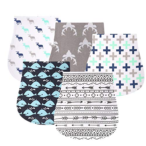 Zooawa 5 Pack Baby Burp Cloths, Multiuse and Absorbent Burp Set Soft