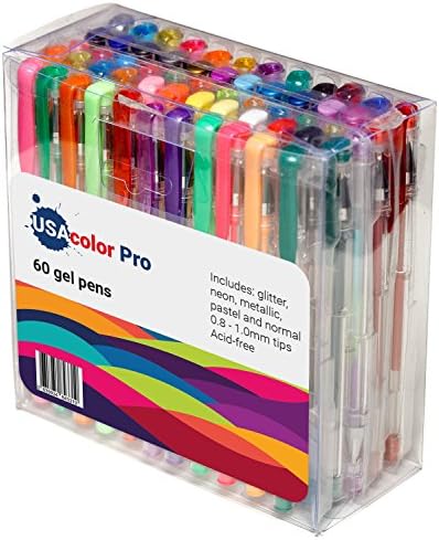 USA Color Pro Gel Pens set for adult coloring books and kids (60)