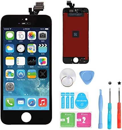 HXSZ LCD Touch Screen Digitizer Frame Assembly Full Set LCD Touch Screen Replacement for iPhone 5(Black)