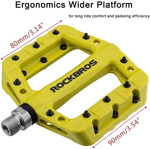 ROCKBROS Bike Pedals Nylon Fiber 9/16" Cycling Wide Platform Flat Bicycle Pedals for Road Cycling Bike 3 Bearings Pedals Antiskid Waterproof Dustproof - Image 3