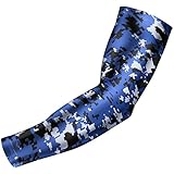 Moisture Wicking Sports Compression Arm Sleeve - Youth & Adult Sizes - Baseball Football Basketball (Royal Blue Digital Camo, Medium)