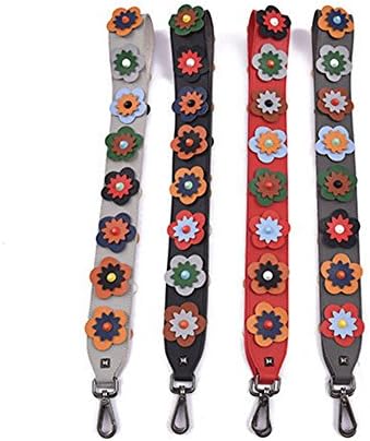 Pettstore Personality Lady Colorful Flower Geometric Pattern Adjustable Wide Shoulder Strap Bag Accessories (Flower dark gray)