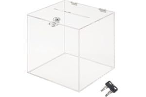 CiaoHER Acrylic Donation Box 8x8x8 inches, Ballot Suggestion Box Money Storage Container for Voting, Charity, Ballot, Contest, Suggestions (8" x 8" x 8")