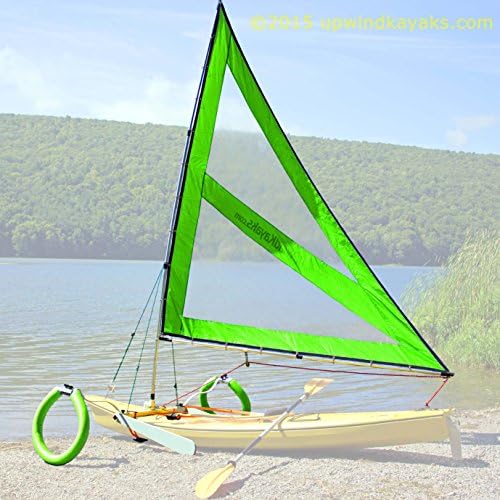 Serenity Upwind Kayak Sail and Canoe Sail System (Green). Complete with Telescoping Mast, Boom, Outriggers, Lee Boards, All Rigging Included! Compact, Portable, Easy to Set up - Makes a great gift!