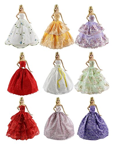 ZITA ELEMENT Lot 6 PCS Fashion Handmade Clothes Dress for Barbie Doll XMAS GIFT