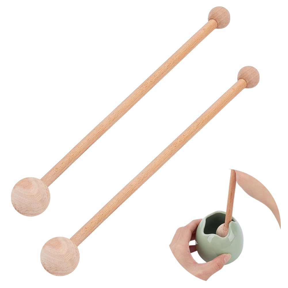 WEBEEDY 2 Pcs Wooden Throwing Stick 13.4 Inch/34 cm Pottery Shaping Moulding Tools for Clay Pottery Ceramics Sculpting,Pottery Double Ended Embossing Tools for Pottery and Clay Artists