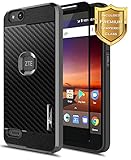 NageBee Frost Carbon Fiber Slim Cover Case Compatible ZTE Blade Vantage/Fanfare 3 /Avid 4 /Tempo X/AVID (557)/ZFive G/ZFive C LTE (Z557BL,Z558VL)/Tempo GO w/[Tempered Glass Screen Protector] -Black