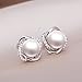 18K Silver Stud Earrings & Faux Pearl Earrings Set Zircon Twist for Women Jewelry