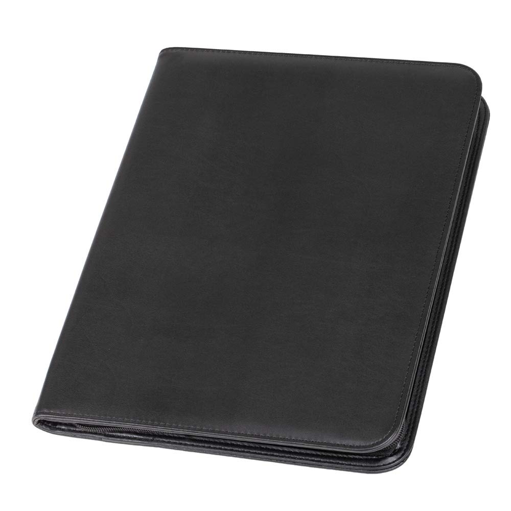 Alassio 30067 – Zipped Folder DIN A4 Lorenzo Writing Case in Black Organiser Folder Approx. 34 x 25 cm, Conference Folder with pad, Slip Pockets, Pen Loop and 4 Business Card Slots